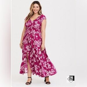 TORRID Berry Floral Challis Slit Maxi
Dress